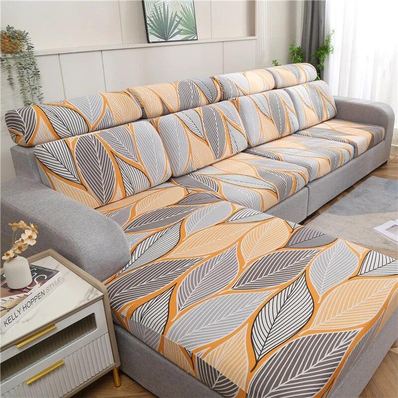 Stretch-bedruckter Stretch-Sofa-Sitzkissenbezug, Rückenlehnenbezug, Schutz für Couch, Sofabezug, L-Form, Chaselong-Schonbezüge