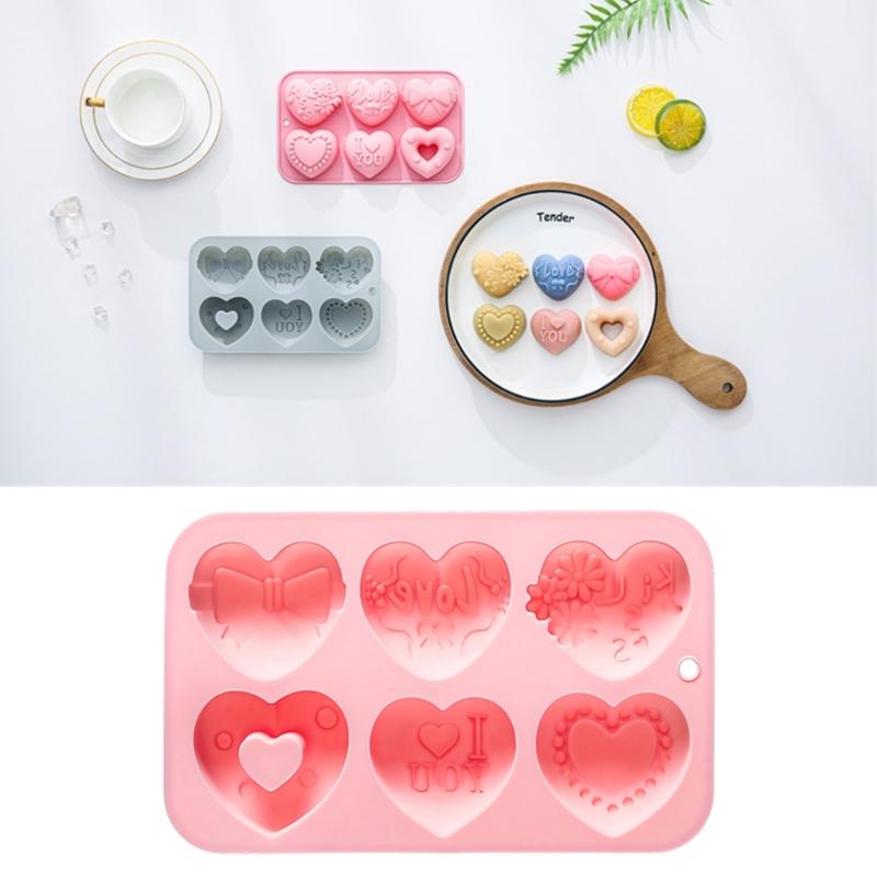2lots Food Grade Heart Shape Silicones Molds 6 Holes Love Valentines Candy Molds For Candy Resins And Candle Making