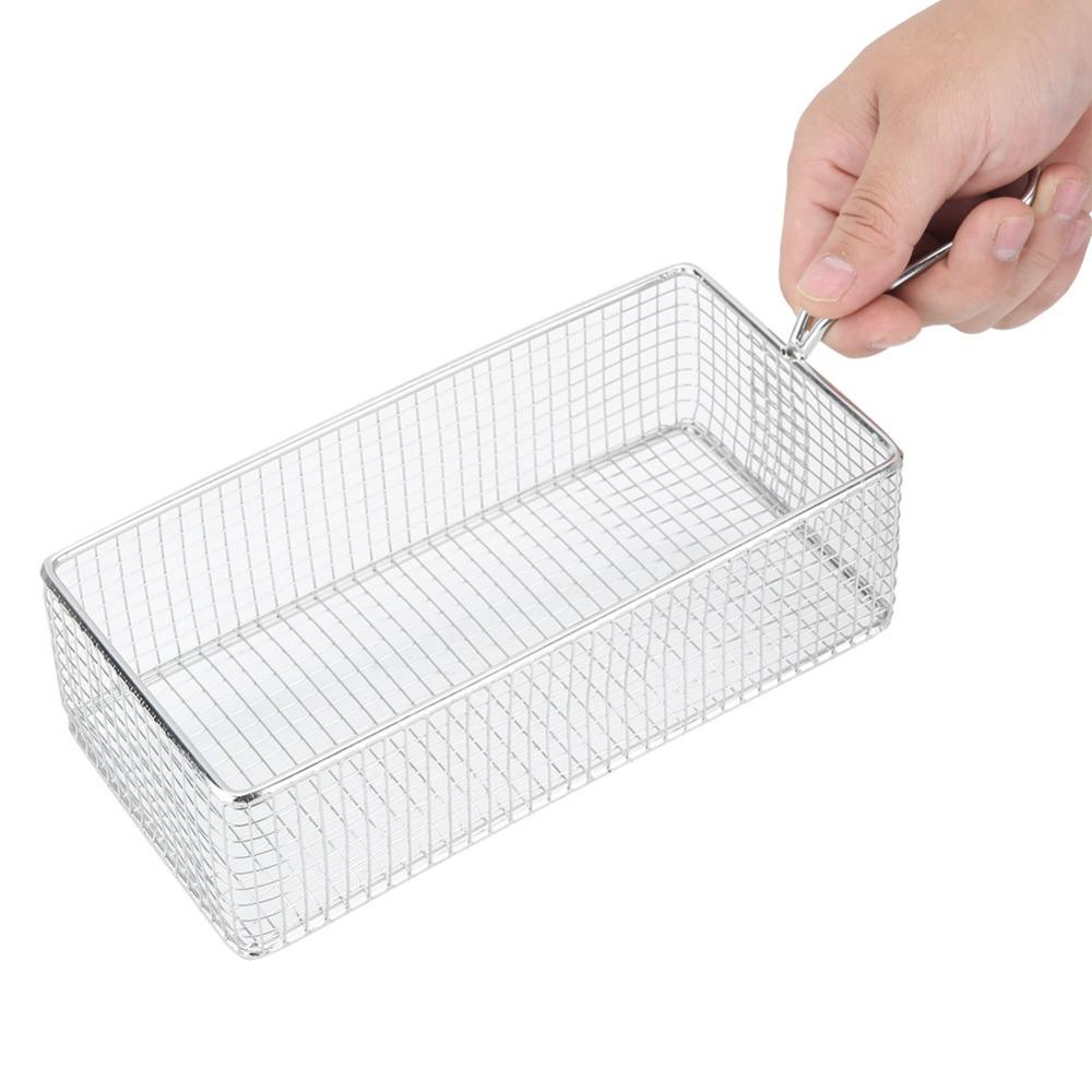 Edelstahl Pommeskorb Rechteckig Robustes Sieb für Lebensmittel Mehrzweck Leicht zu Reinigen Frittierkorb