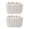 Set Of 2 Cotton Rope Woven Basket Set Soft Textured Storage Solution For Toy Magazines Bathroom Essential