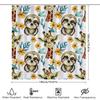 Animal Print Shower Curtain Kids Bathroom Decor Cartoon Giraffe Sloth Blue Yellow Flower Pattern Waterproof Bath Mat Set With Ri