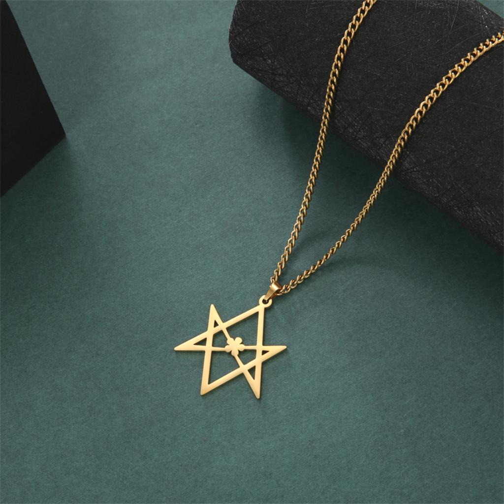  Thelema Hexagram Necklace Stainless Steel Classic Sacred Religious Symbol Pendant Chain Amulet Spiritual Jewelry Gift