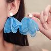 Super Fairy Atmosphere Seaside Vacation Wind Blue Fabric Earrings Niche Sweet Gentle Elegant Petal Earrings