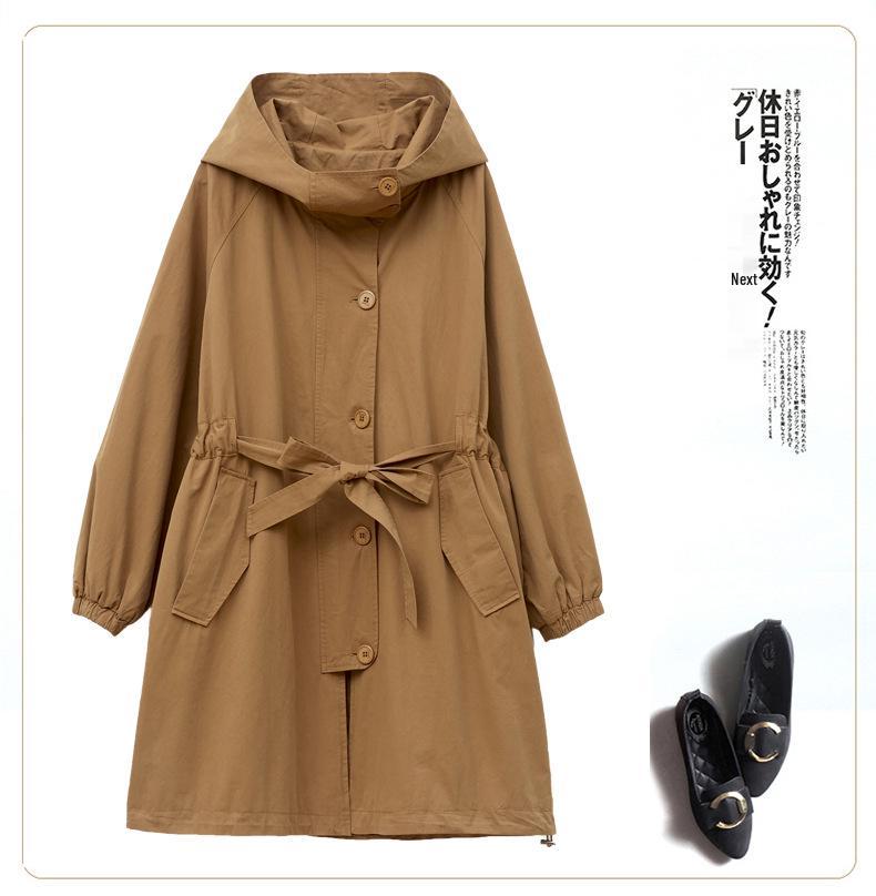 Plus Size Mid-Length Trench Coat for Women - 2024 Autumn Fashion, Loose-Fit & Slimming Design