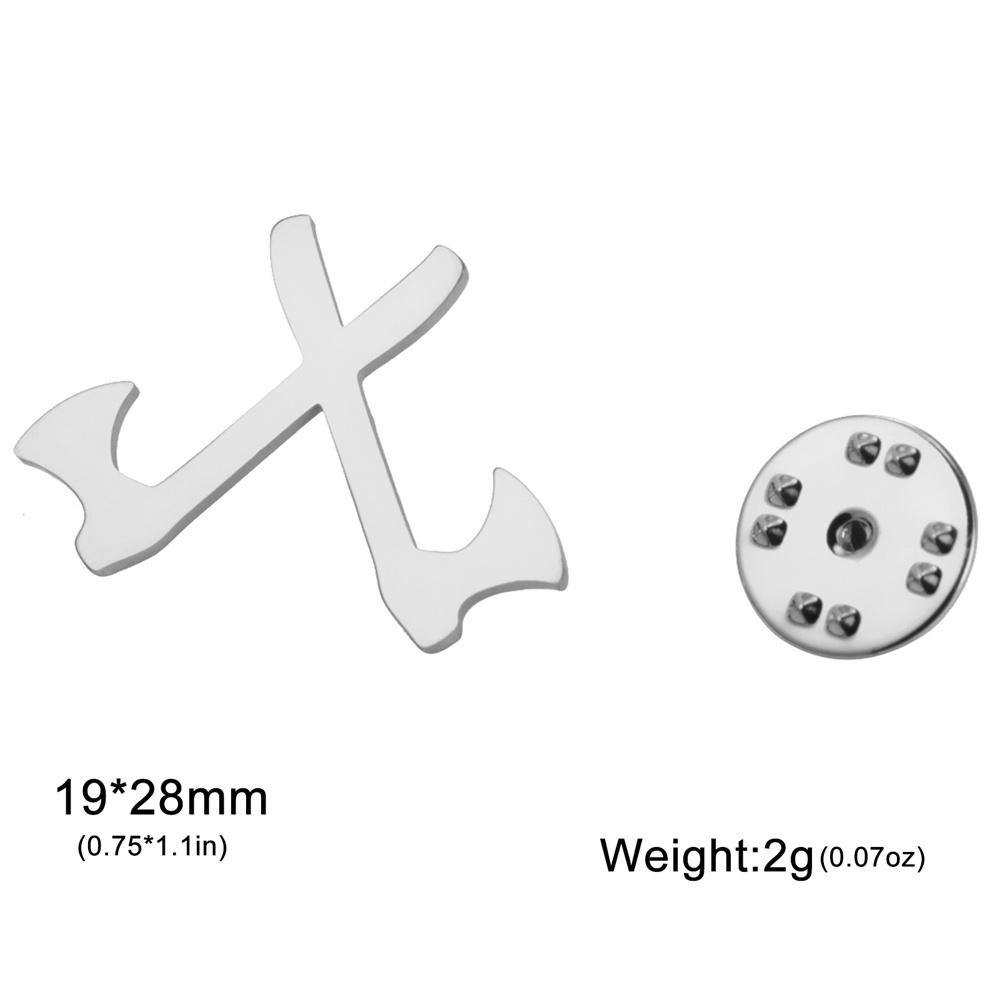 My Shape Double Axe Brooch for Men Women Stainless Steel Axes Pattern Brooch and Pin  Brooch Punk Jewelry Party Club Boys Gifts