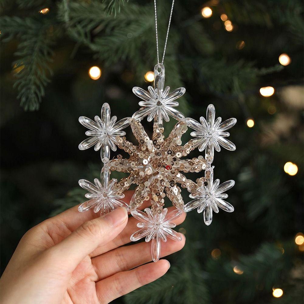 3Pcs DIY Christmas Ornament Set Acrylic Christmas Hanging Ornaments Snowflake Ornaments