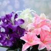 DIY Craft Home Accessories Colorful Wedding Decor Fake Lilies Artificial Flowers Lilies Bouquet