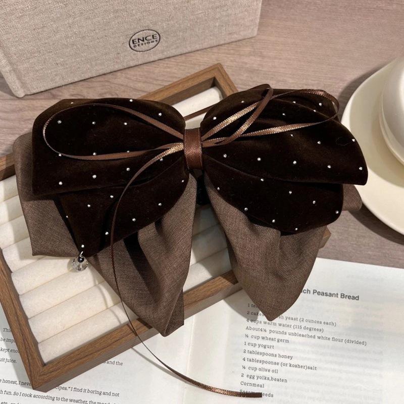 Korean Luxury Velvet Rhinestone Bow Hair Clip