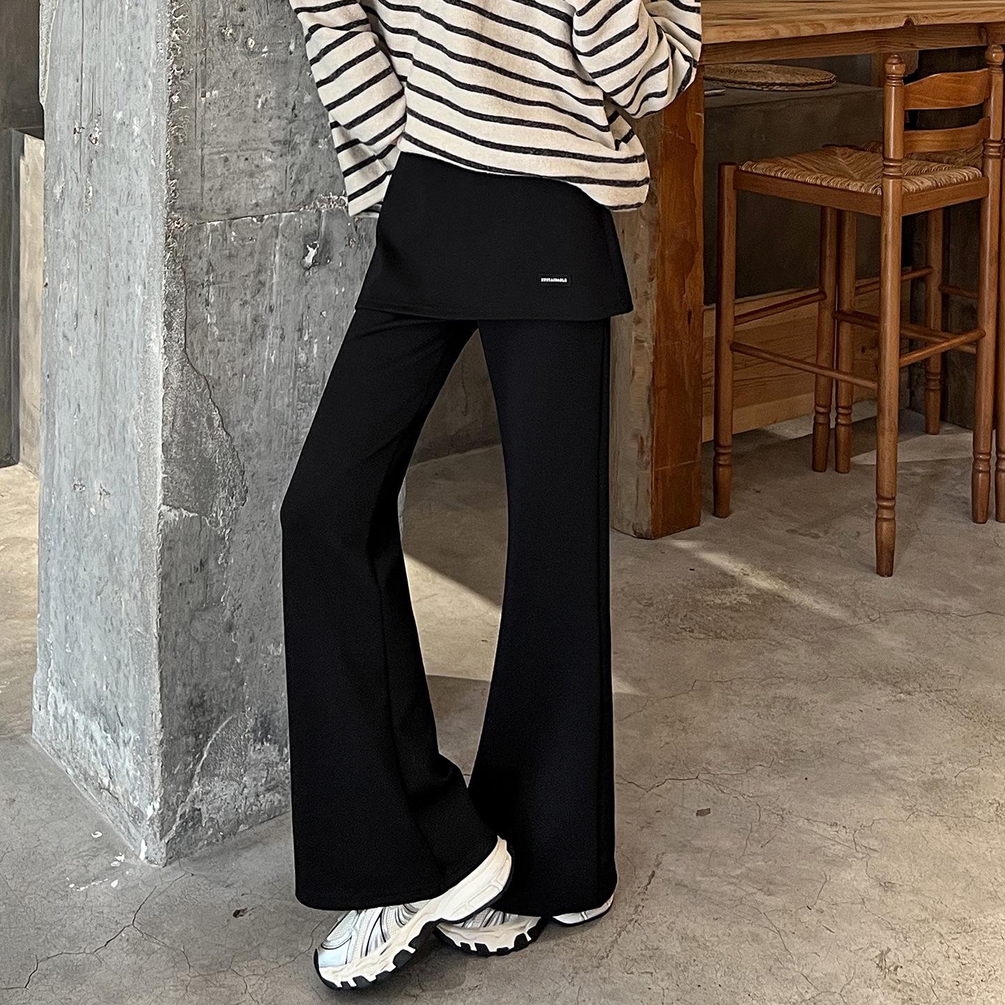 Spring 2026 Women s High-Waisted Faux Two-Piece Micro-Flare Floor-Length Sweatpants L