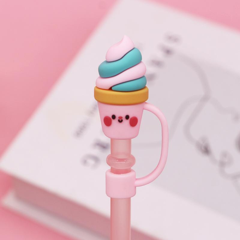 Cartoon Straw Sealing Tools Silicone Straw Tips Drinking Dust Splash Proof Plugs Cover Creative Cup Accessories 6-8mm