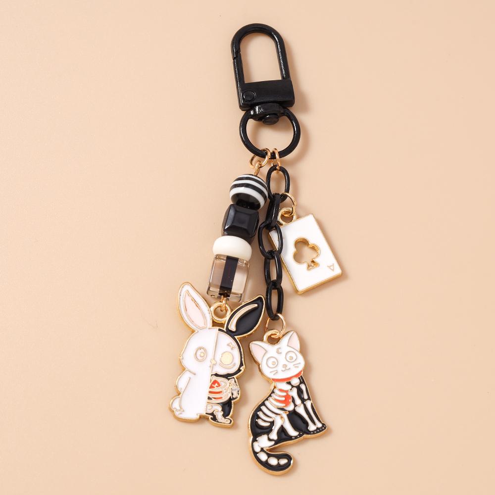 Cute Cartoon Rabbit Cat keychain Women Girls Key Ring Pendants for Handbag DIY Handmade Key Chain Jewelry Gifts