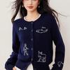 La Chapelle Women's Embroidered V-Neck Knit Cardigan