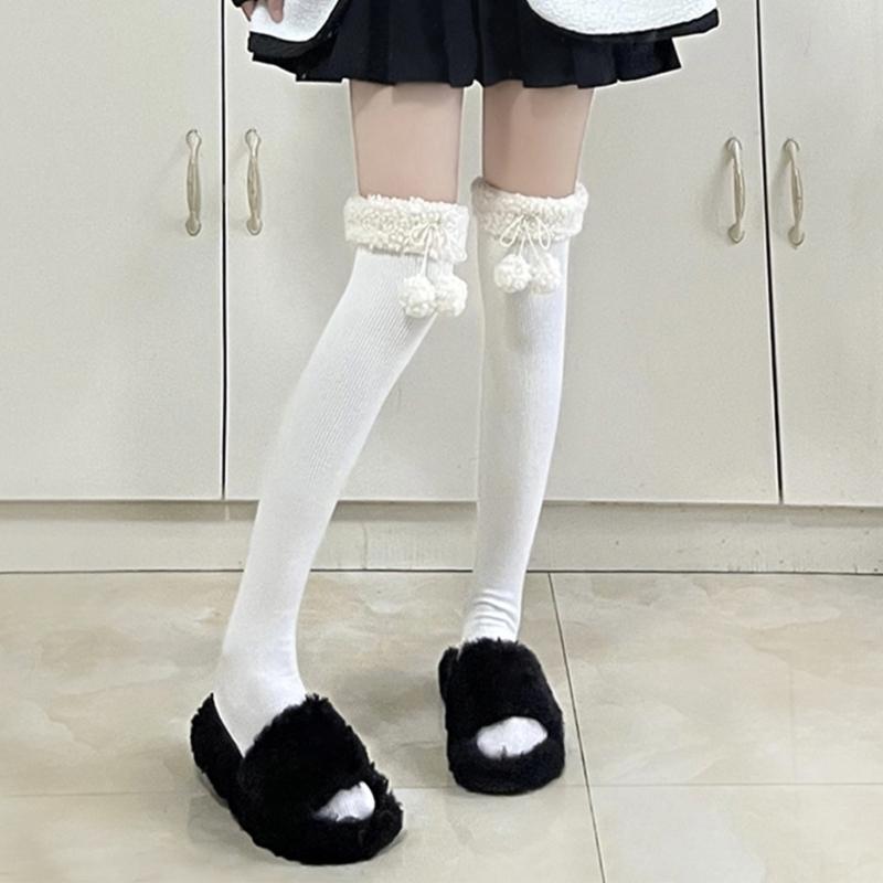 1 Pair Women Over Knee Stockings Princess Style Dress Socks Ruffle Thigh High Socks Long Tube Frilly Socks Ballet Socks