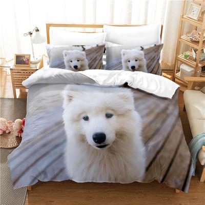 Hunde Bettbezug Set Weiß Hunde Tiermuster Niedlich Kawaii Polyester Bettdeckenbezug King Queen Größe Für Jungen Mädchen Bettwäsche Set