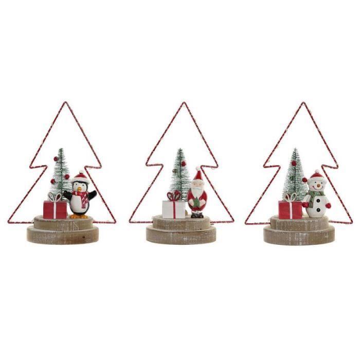 DKD Home Decor Décoration De Noël Arbre En Bois 17 X 11 X 21 Cm (3 Pièces) - S3025230