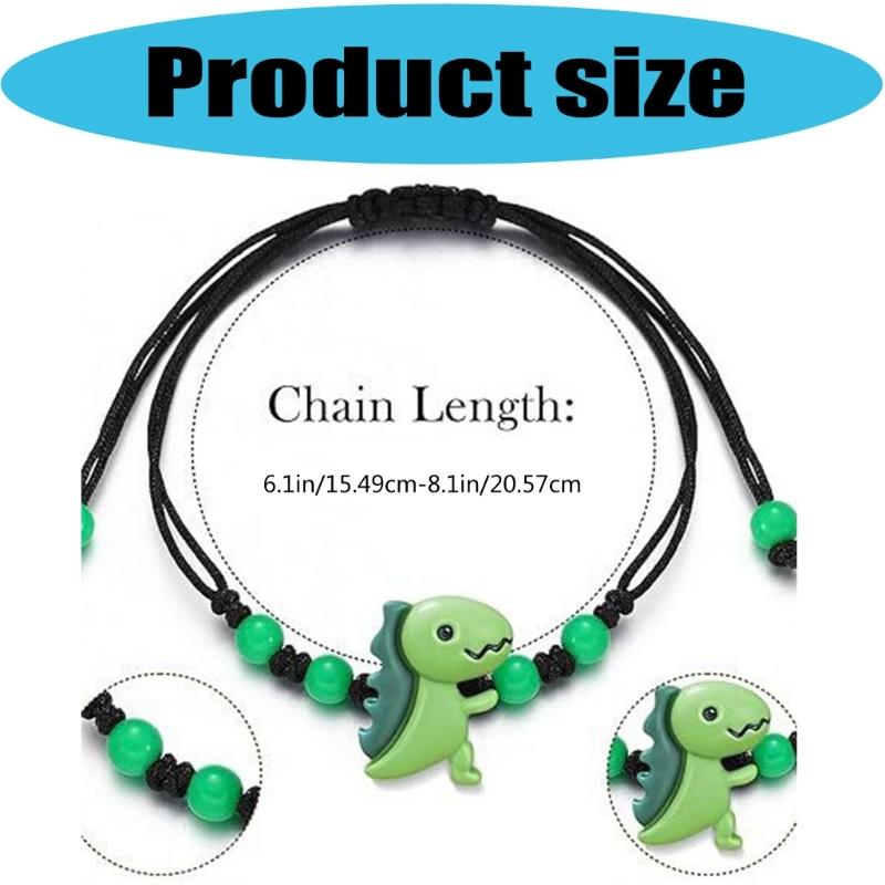 Colorful Resin Dinosaur Bracelet Handcrafted Adjustable For Children Adults Includes Message Card