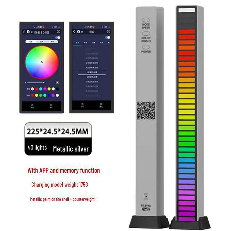 Bluetooth Voice-Controlled RGB Sensor LED Light Bar - Music Rhythm & Atmosphere Light for Desktop or Car.
