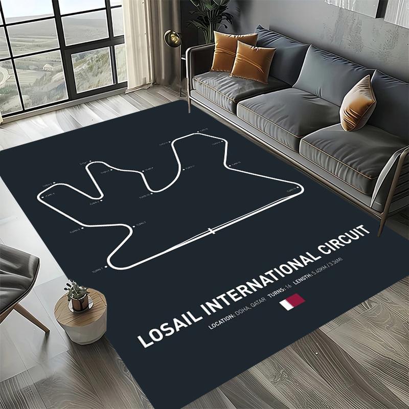 Alfombra Decorativa Tema Automovilismo Fórmula 1 Alfombra Amante de las Carreras Alfombra de Cuatro Estaciones Impresa con Circuito F1 Imola Monaco para Habitación Sofá