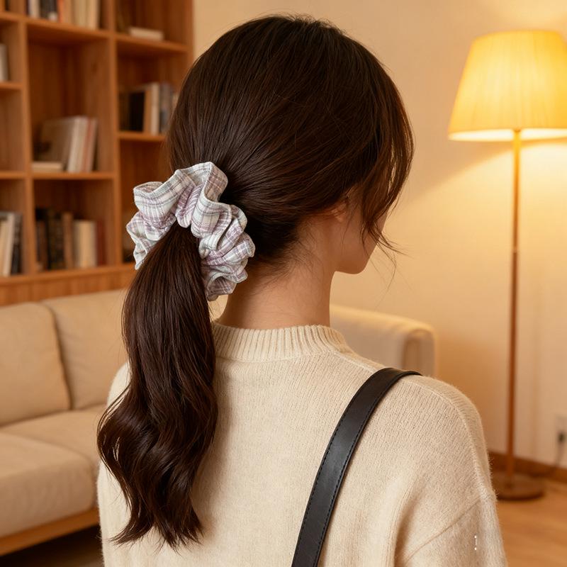 Korean Academic Pattern Large Intestine Hair Tie for Women – Super Large Bun High-End Rubber Band.