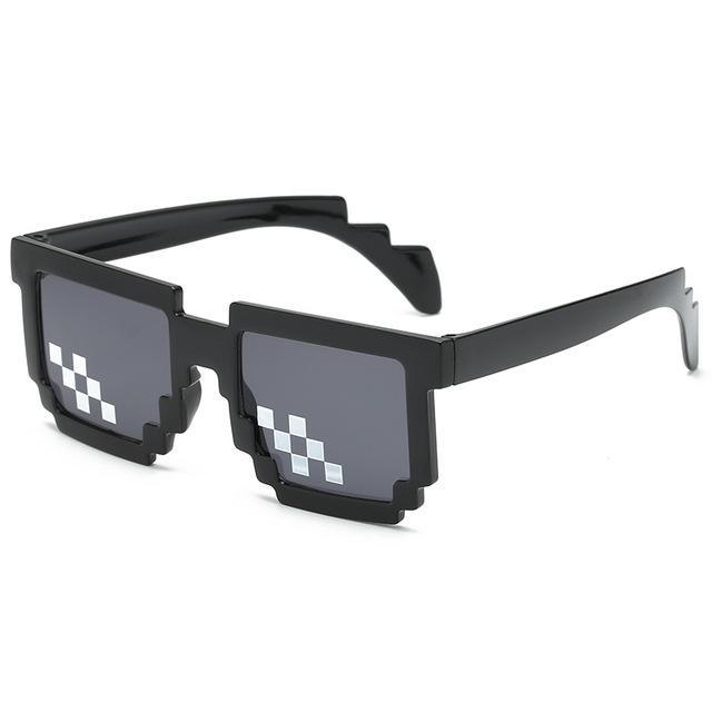 Mosaik Sonnenbrille für Herren Damen Pixel Schwarz Retro Gamer Roboter Sonnenbrille Cool Party Vintage Shades Brillen