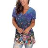Women's Casual V-Neck Tops Short Sleeve T-shirt Printed Plus Size Summer T-shirt Tunic Top