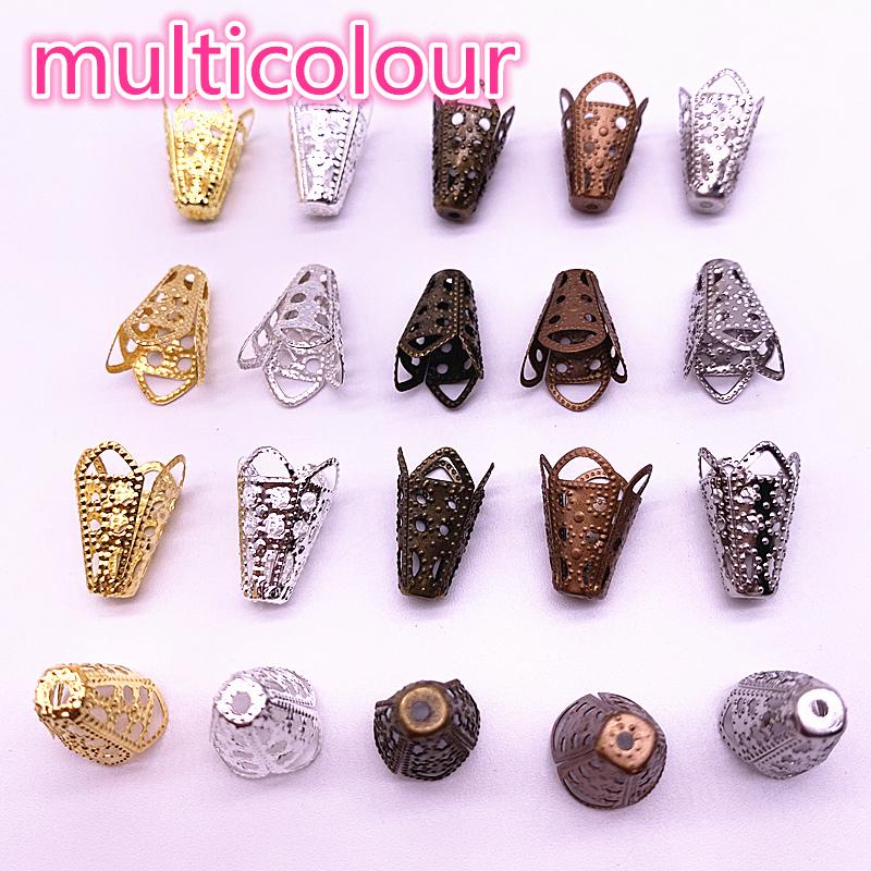 50pcs 11*16mm Hollow Flower Findings Cone End Beads Cap Filigree DIY Jewelry Making