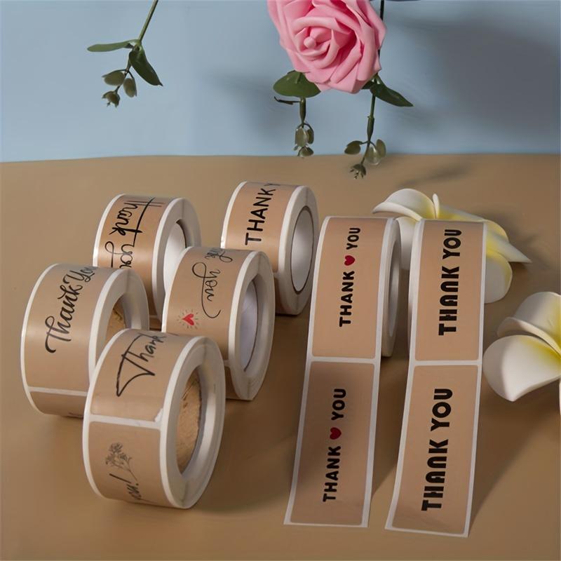 Adhesive Kraft Paper Thank You Stickers for Sealing & Baking - Cake Stickers for Order Packaging