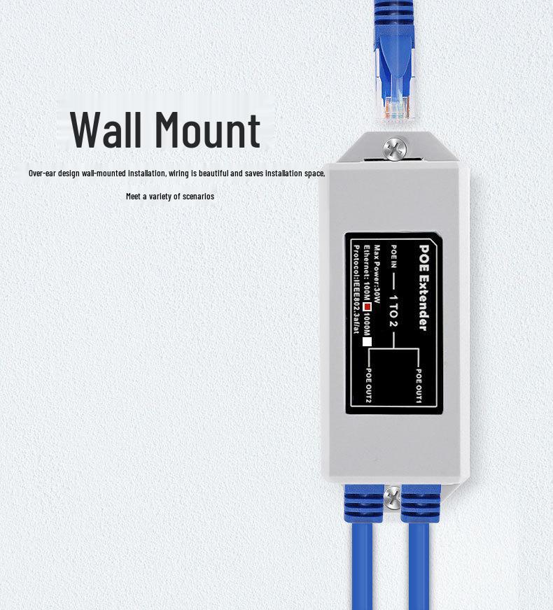 Standard PoE Network Signal Extender: One In, Two Out Repeater (PoeExtender)