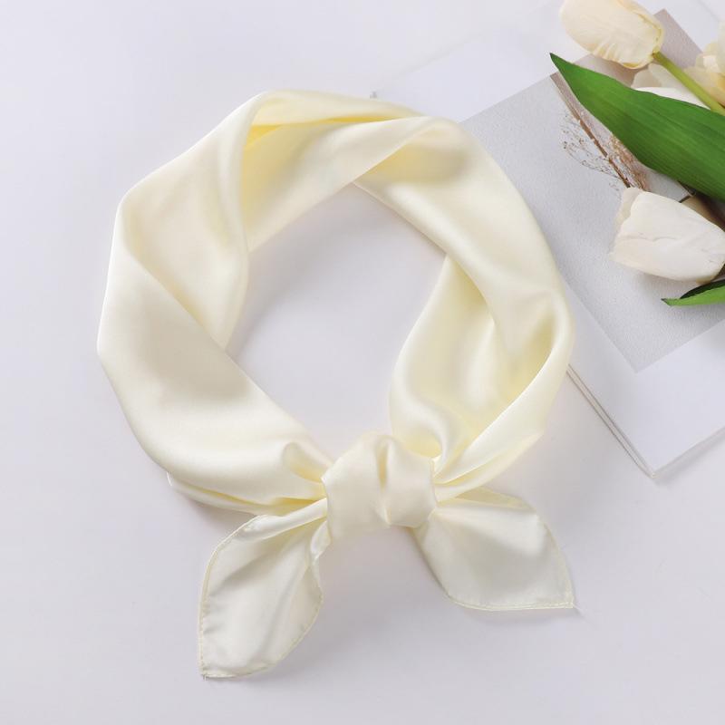Dopamine Color Silk Scarf: Women's Solid Small Square Neckerchief & Headband