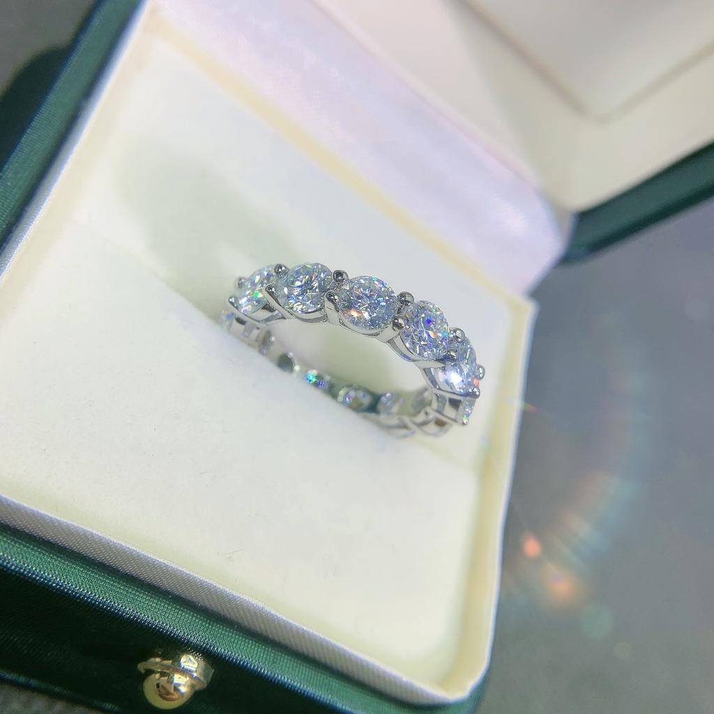 Tancise Classic 925 Sterling Silver Moissanite Ring Ladies Jewelry Wedding Promise Party Gift