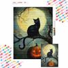 Halloween 5D DIY Diamond Art Painting Kit Black Cat Pumpkin Home Wall Decor Handmade Gift for Autumn Room Decoration Craft Supplies