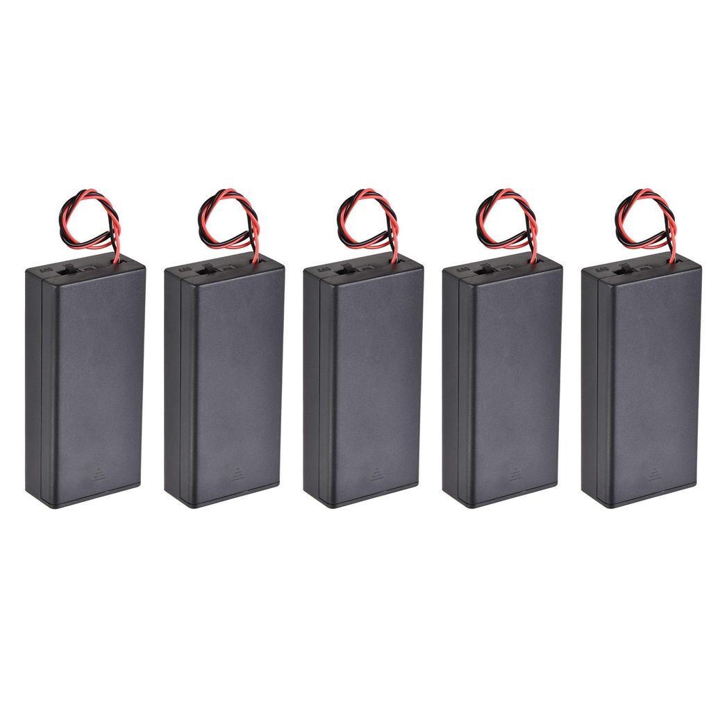 uxcell Case Saving Box 2 Slots x 3.7V 2-Wire Lead On/Off Switch Cover for 2 x Batteries 5pcs