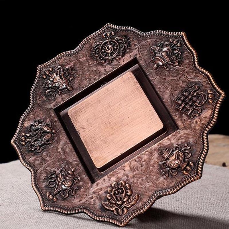 Gold Tibetan Engraved Toma Flower Tantric Alloy Handicraft Auspicious Exquisite Buddhism Home Gift Collection Desktop Decorative