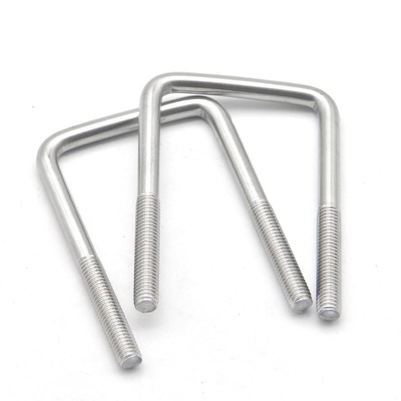 M6 M8 M10 304 Stainless Steel Right Angle U-Shaped Square Clamp U-Shaped Screw U Bolt Fixing Clamp Bolt Pipe Clamps L:50-200mm