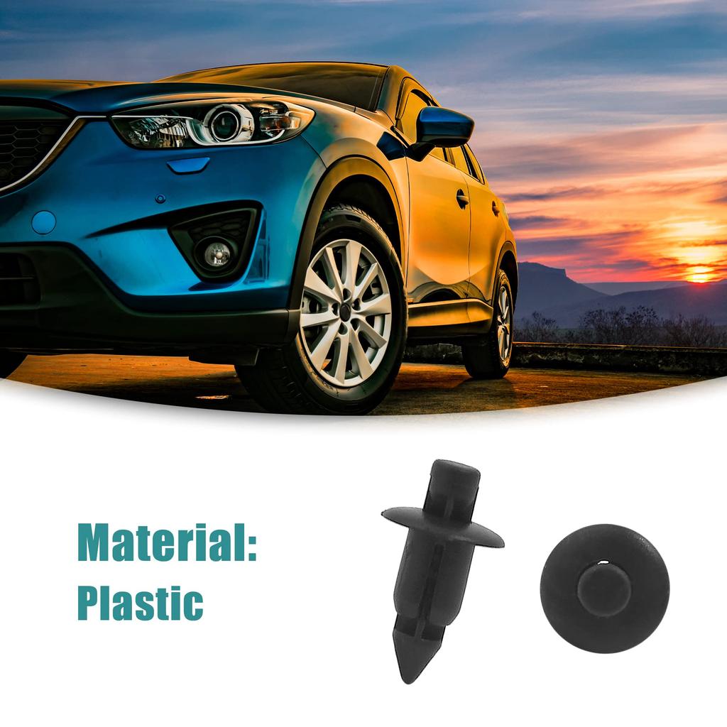 ACROPIX Plastic Push Rivet Fasteners Door Trim Fender Universal 6mm Black 30pcs