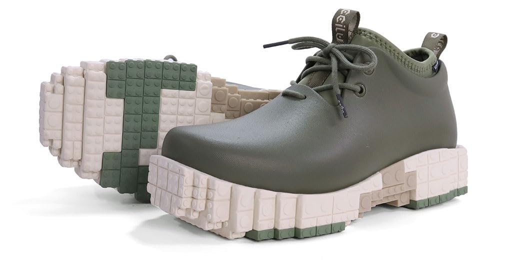 Chill Waterproof Rain Coffee Grounds Upcycled Block Size Men's Pantoo-Rioo-XP Shoes, Green, Sneakers, All-Weather, 27.5cm