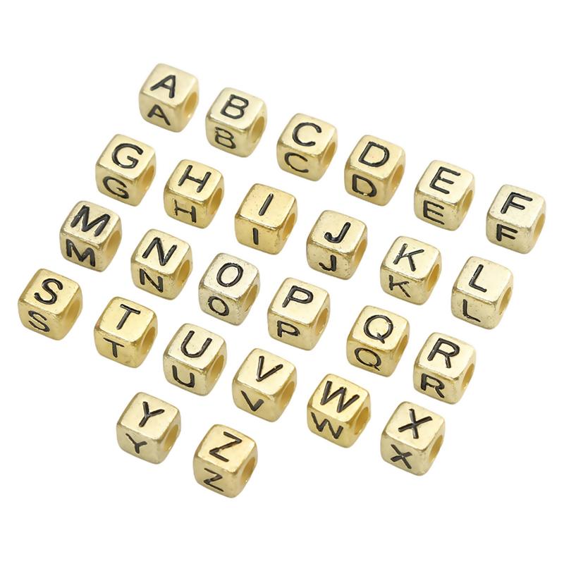 50 pz 6mm Cubo Quadrato Acrilico Fai da Te Perline Lettere Alfabeto A-Z Lettere Inglesi Per Braccialetto Collana Gioielli