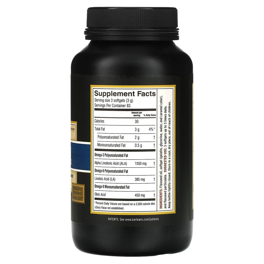 Barlean'S, Lignan Flax Oil, 250 Softgels
