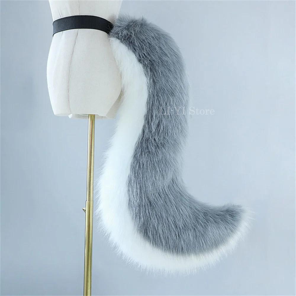 90cm Großer Pelziger Schwanz Bestie Fuchs Wolf Shiba Schwanz Taillenverzierung Partykostüm Zubehör Kostüm Plüsch Anime Cosplay Requisiten about 90CM