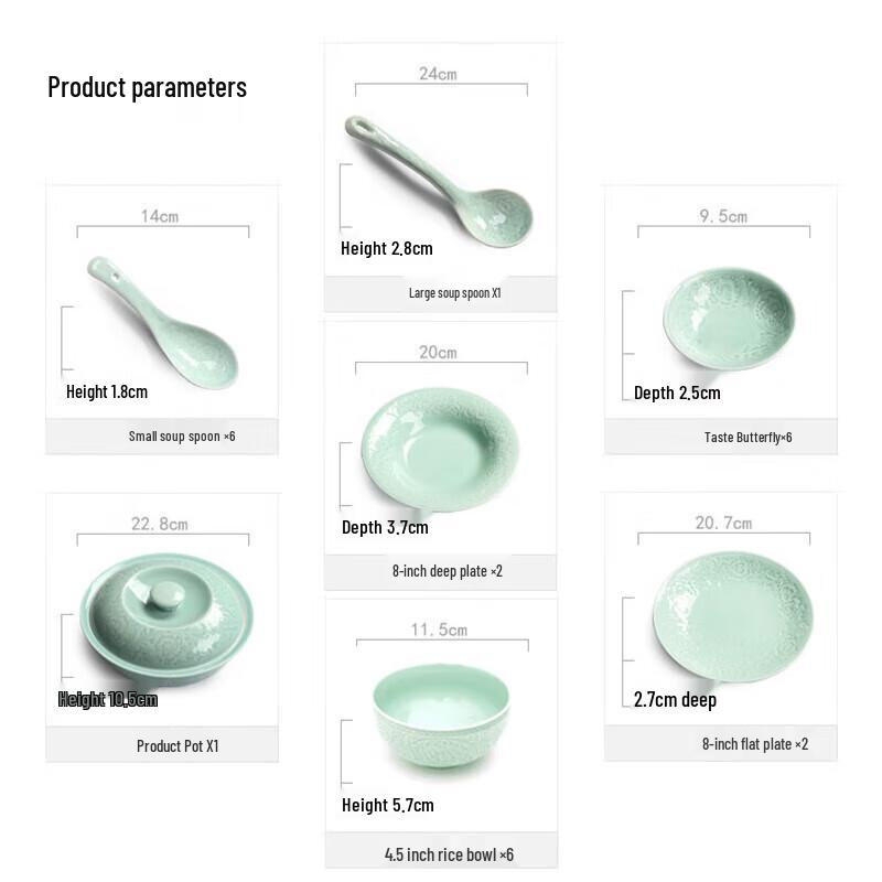 Sushis Celadon Ceramic 25-Piece Dinnerware Set