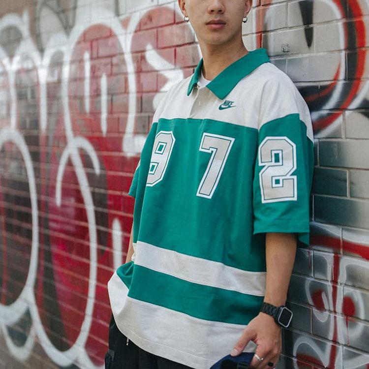 Nike Sports Loose Casual Polo Shirt Men Tops Green FQ9582-365