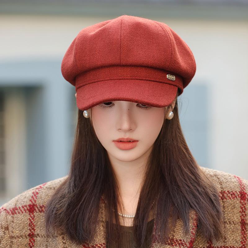 Japanese Casual Versatile Hat for Women In Autumn and Winter British Style Beret Retro Literary Newspaper Beret Showing Face Little Painter Hat