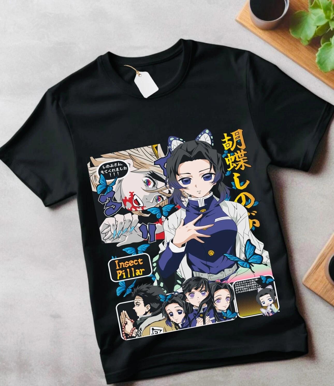 

Рубашка Shinobu Kocho, убийца демонов, Kimetsu No Yaiba, дизайнерская футболка в стиле аниме, все размеры L