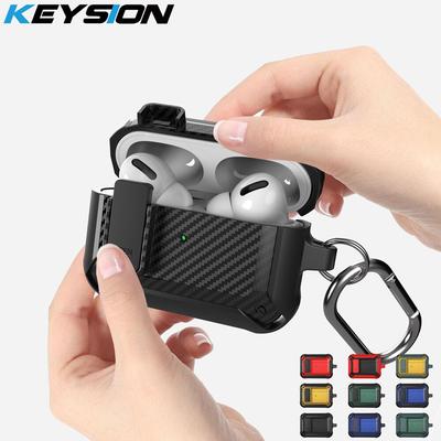 KEYSION Custodia per auricolare Bluetooth per Apple AirPods Pro 2 1 Cover per interruttore antiurto in silicone con struttura in fibra di carbonio per AirPods 3 2