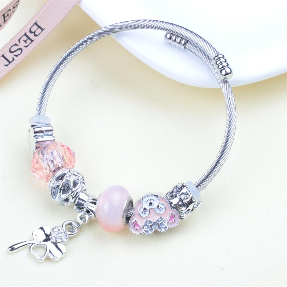 Beaded Bracelet Bangle Multi Element Stainless Steel Copper Alloy Open Spring Snake Bone Chain