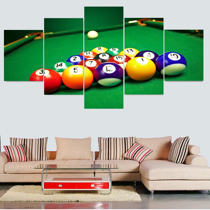 5 Panels Nordic Billiards Modern Canvas Painting Posters for Billiards Hall And Prints Wall Art Pictures Home Decor No Frame