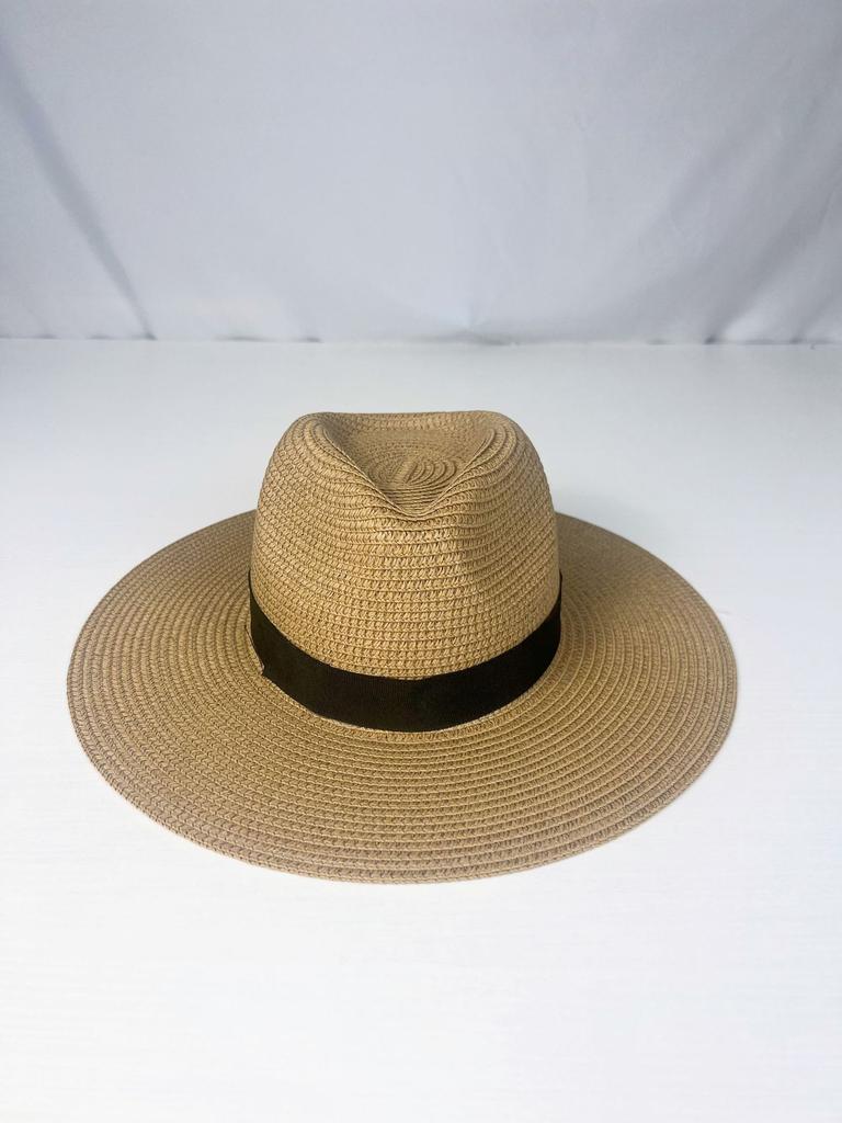 Men's and women's summer sunscreen straw hat sunshade Panama top hat straw woven big brim sun hat travel hat literary and retro
