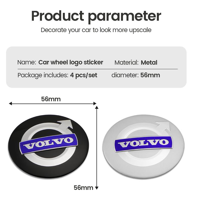 4Pcs 56mm Car Wheel Center Cap Emblem Sticker For Volvo Rdesign Xc60 Xc90 V40 V60 S60 V50 V90 S80 C40 XC40 V70 XC70 Accessories