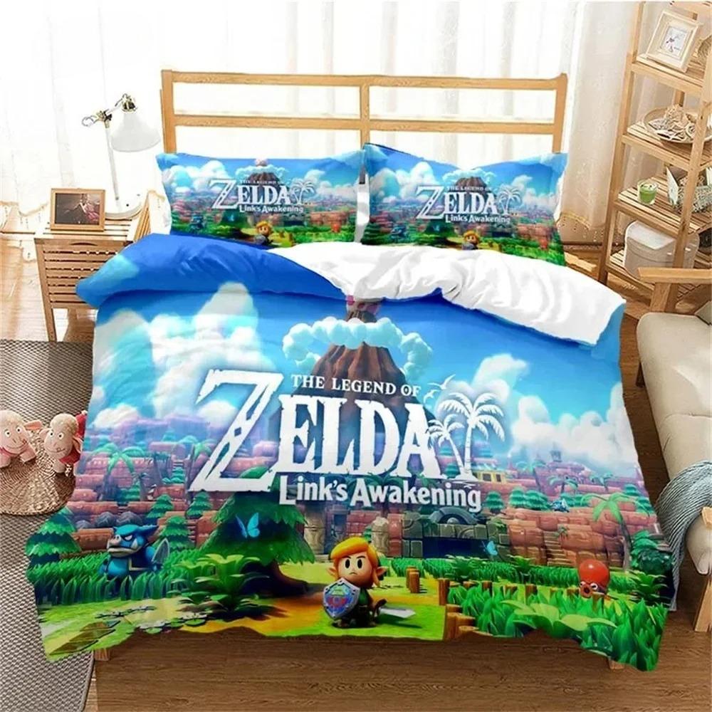 Anime Game Motif Microfibre Bedding Sets, Children's Birthday Gift with Zip Room Decor for Teenagers Adulte  Duvet Cover