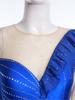 Womens Figure Skating Leotard Dress Ruffled Trim Rhinestones Tiered Chiffon Hem Skirt